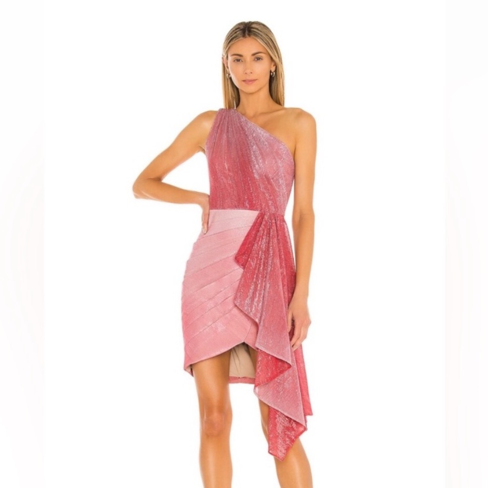 Patbo Ombré one shoulder mini dress in pink